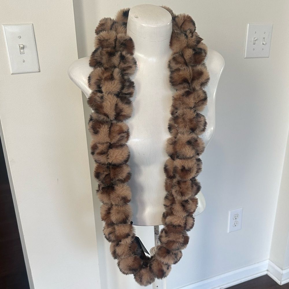 Marcus Adler Faux Fur Pom Pom Infinity Scarf NWT